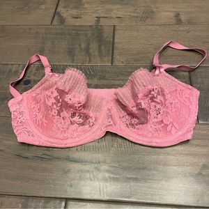 Victoria’s Secret Pink Unlined Lace Demi bra size 32DD.